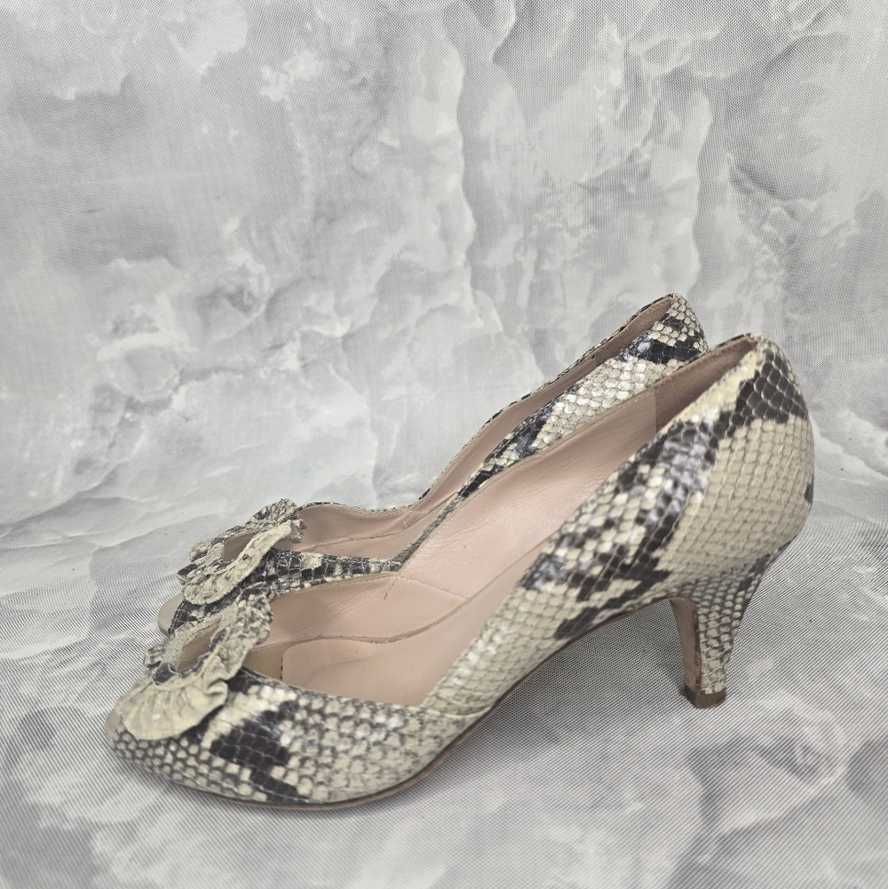 Loeffler Randall Snakeskin Peep Toe Heels